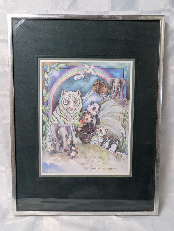 Framed Bergsma Dream Keeper print with animals and rainbow - image 1 of 12