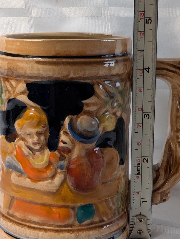 Ceramic beer stein with lid and hand-painted scene - image 7 of 9
