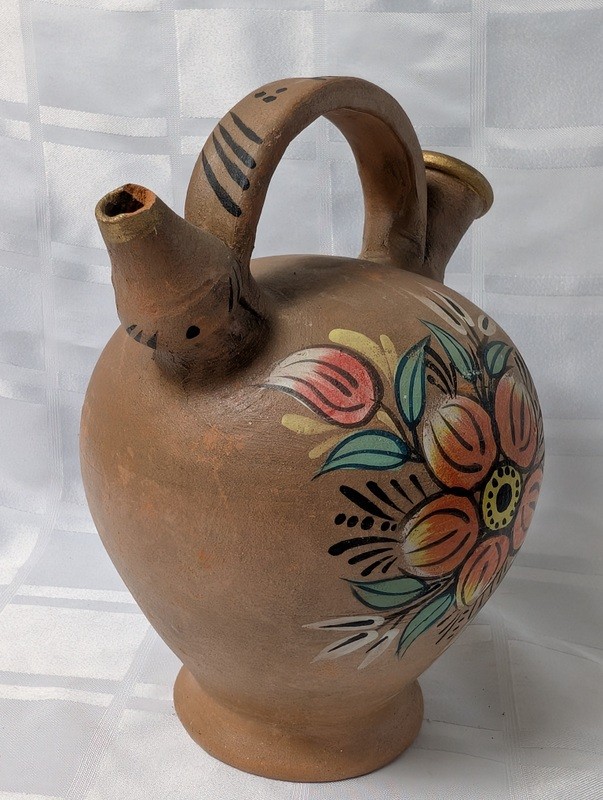Decorative hand-painted ceramic vase with floral motif - image 3 of 11