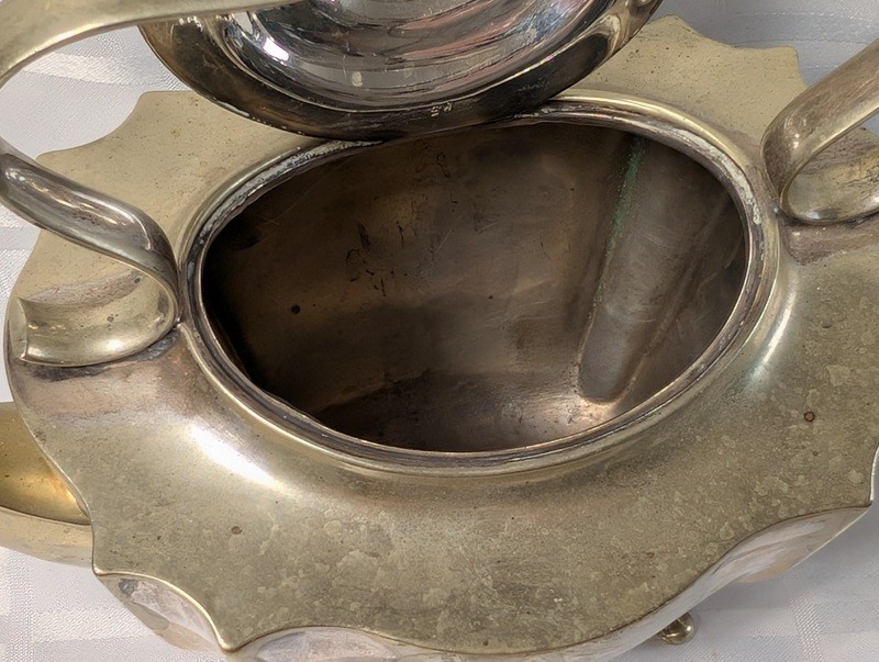Antique silver teapot with etched panels and monogram - image 10 of 14