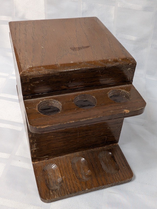 Wooden multi-compartment storage box with pipe-rack style wings - image 3 of 11