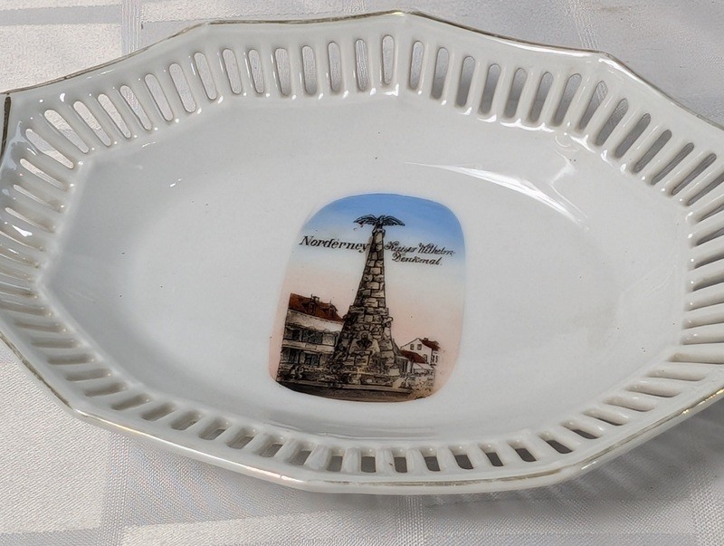 White porcelain serving dish with lighthouse transfer - image 2 of 9