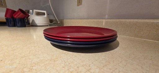 Coordinating Red & Navy Plastic Dinnerware Set with Mixed Mugs - image 4 of 8