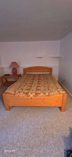 Wood Bed Frame with Mattress - image 3 of 3