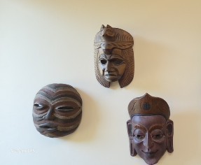 Set of Carved Wood Decorative Face Masks - image 1 of 2
