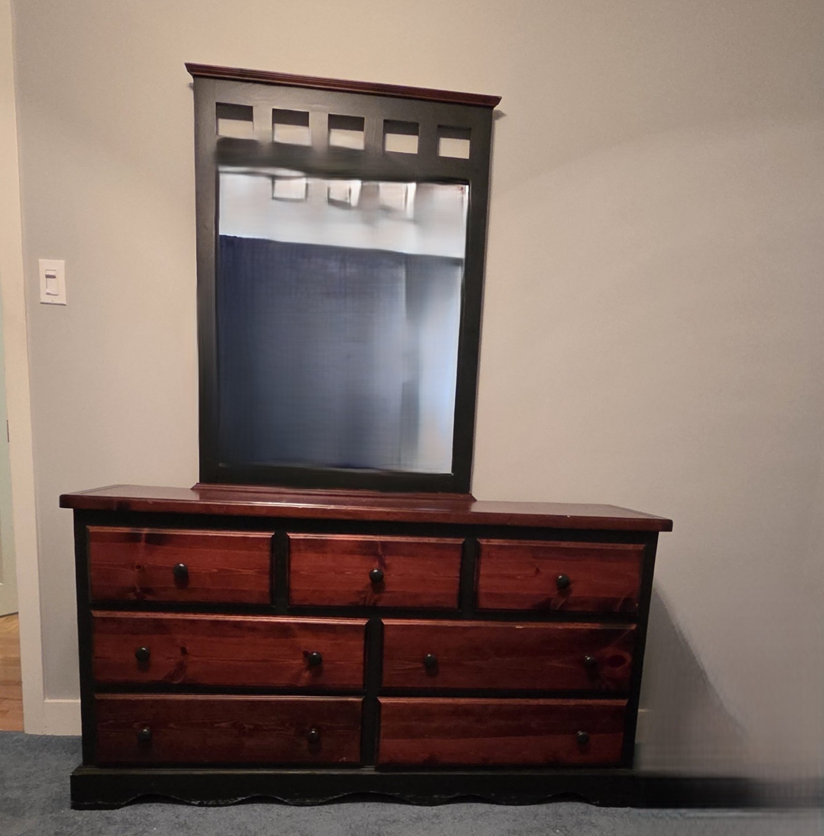 Wood Dresser with Attached Mirror - image 1 of 4