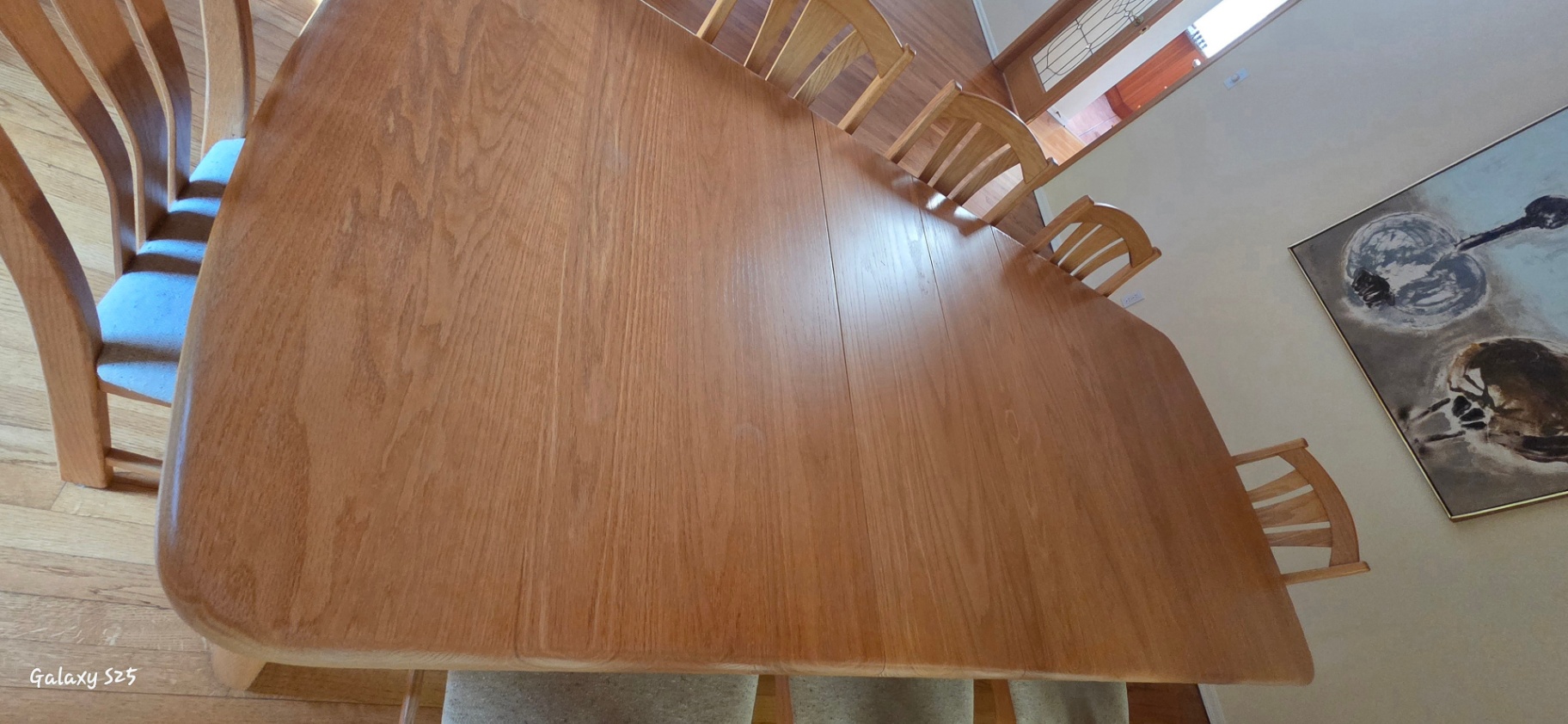 Solid Oak Dining Table with 8 Chairs - image 3 of 5