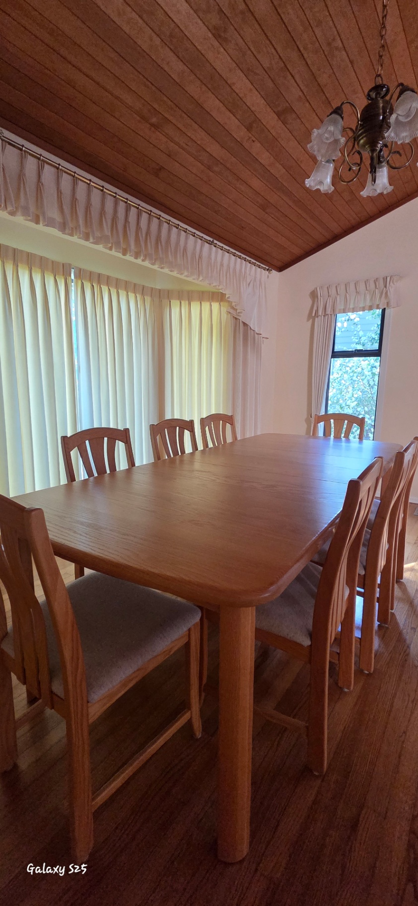 Solid Oak Dining Table with 8 Chairs - image 5 of 5