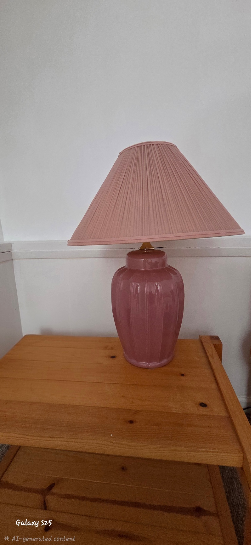 Pair of Pink Ceramic Table Lamps with Fan Shades - image 3 of 4