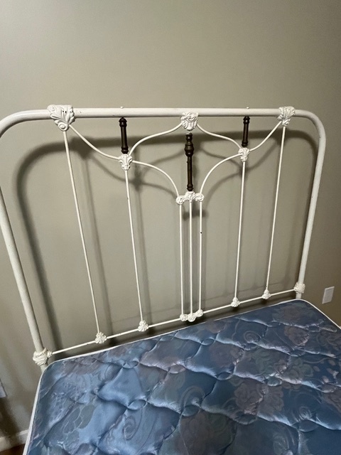 Antique Iron Bed with Brass Trim (Three-Quarter Size) — Complete with Mattress & Linens - image 2 of 3