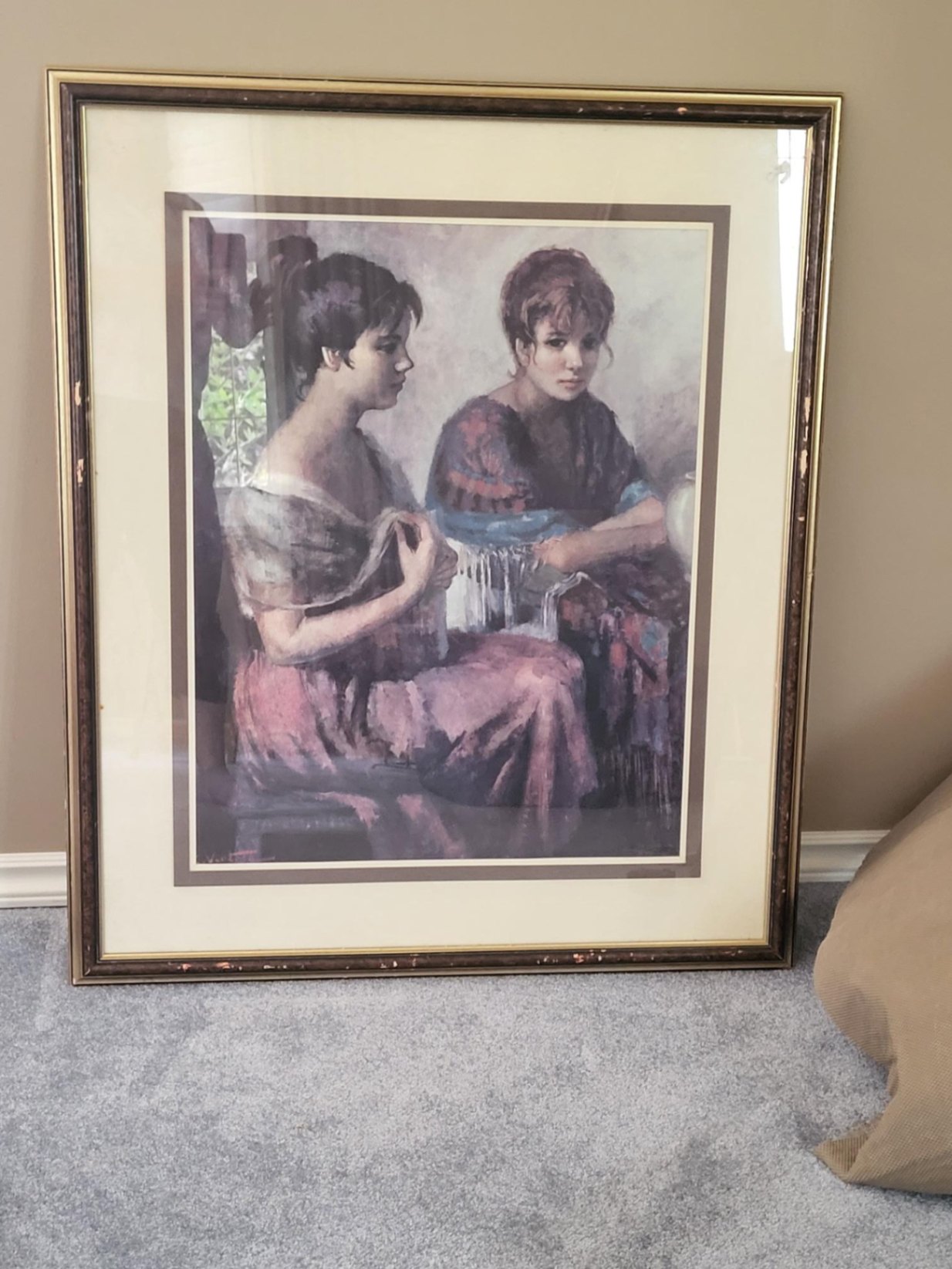 Framed Pastel Print — "Two Women" by Ventosa - image 1 of 3
