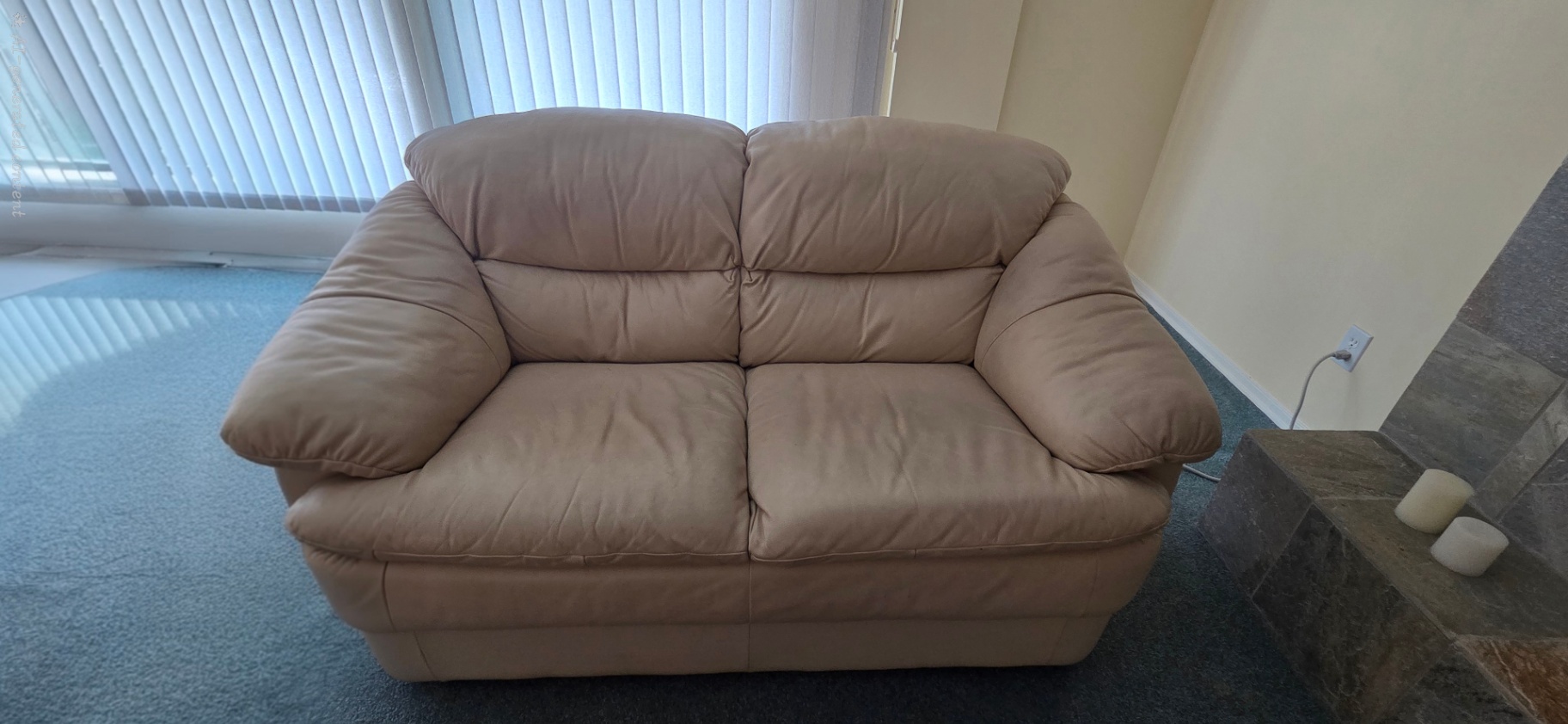 Leather Loveseat – Taupe/Cream - image 1 of 5