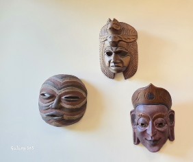 Set of Carved Wood Decorative Face Masks - image 2 of 2