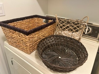 Assorted woven baskets and marble-pattern laundry hamper - image 6 of 7