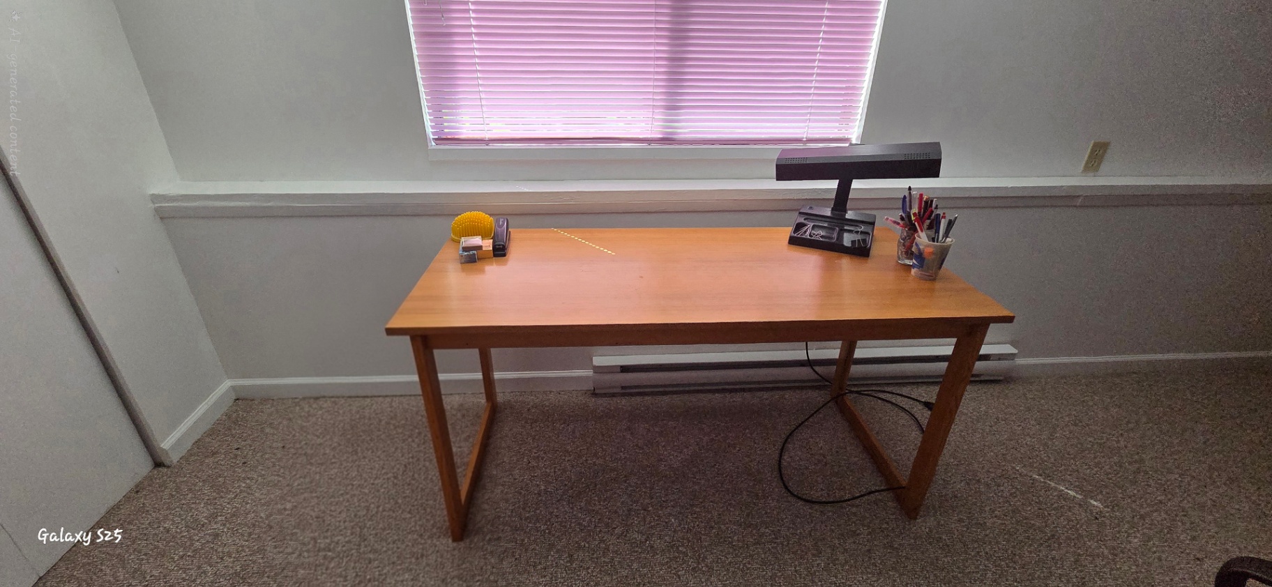 Wood Desk with Black Office Chair  - image 1 of 5