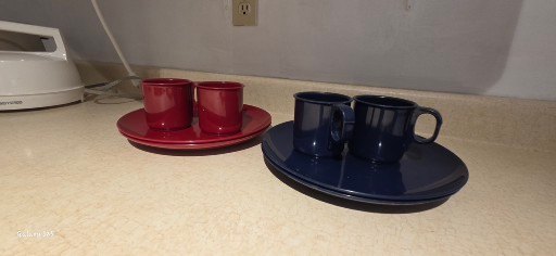Coordinating Red & Navy Plastic Dinnerware Set with Mixed Mugs - image 7 of 8