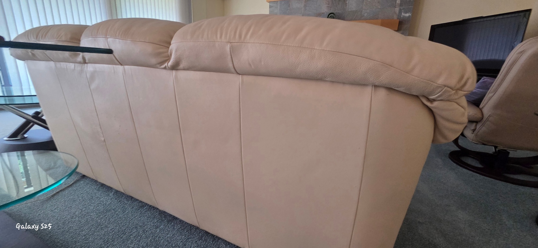 Leather Sofa – Taupe/Cream - image 3 of 4