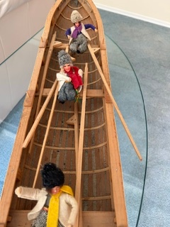 Wood Model Canoe with Figurines and Desert Cactus Wall Hanging - image 3 of 5