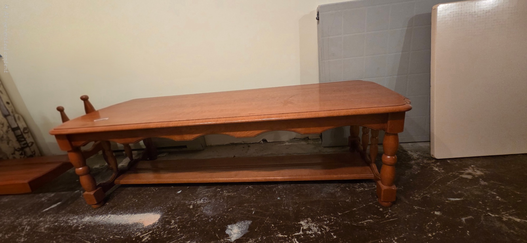 Solid Wood Coffee Table with Turned Legs and Lower Shelf - image 3 of 6