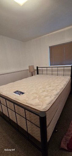 Metal-framed bed with mattress - image 1 of 2
