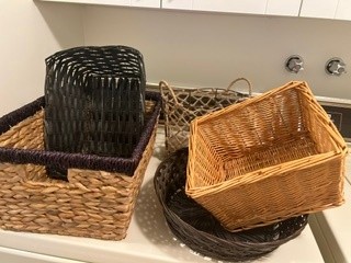 Assorted woven baskets and marble-pattern laundry hamper - image 7 of 7