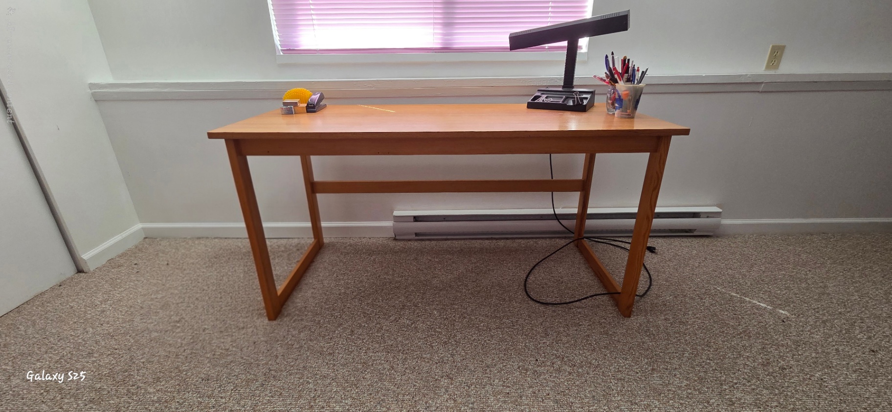 Wood Desk with Black Office Chair  - image 2 of 5