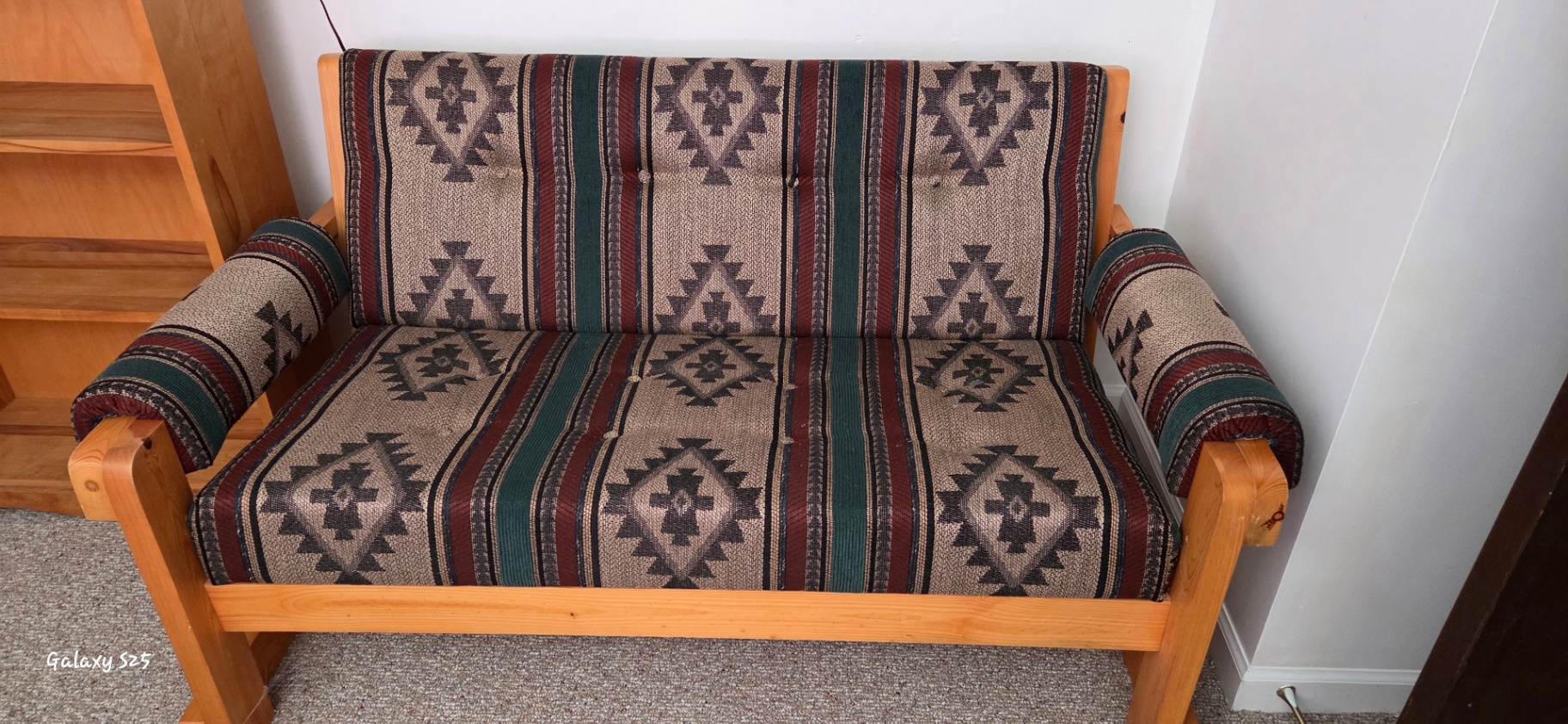 Southwestern-Style Wood Frame Loveseat with Aztec Print Cushions - image 1 of 1