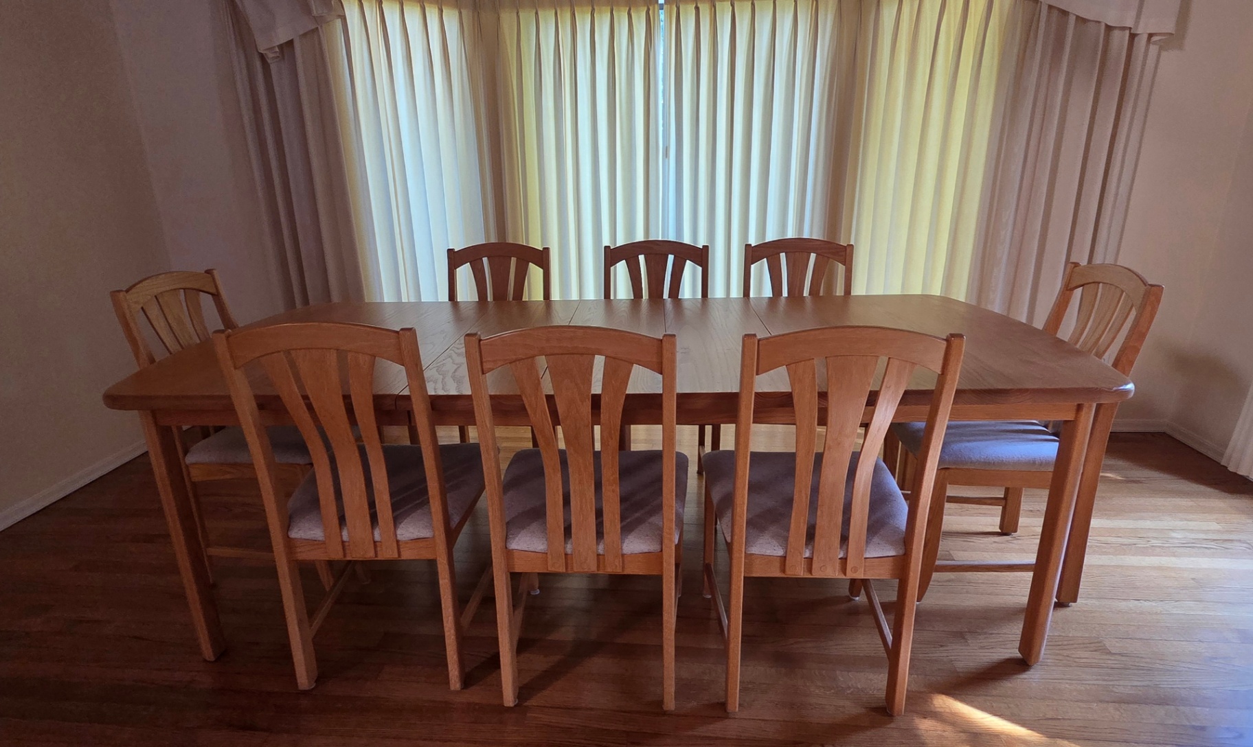 Solid Oak Dining Table with 8 Chairs - image 1 of 5