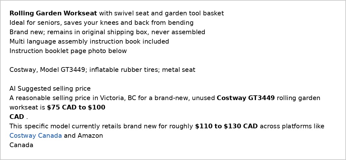 Garden Cart/Tool (New in Box, Unassembled) - Minimum Bid $100 ONO - image 2 of 2