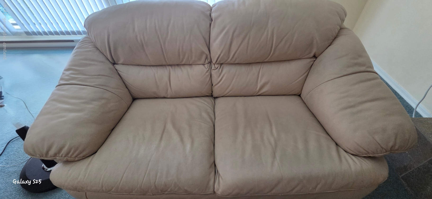 Leather Loveseat – Taupe/Cream - image 2 of 5