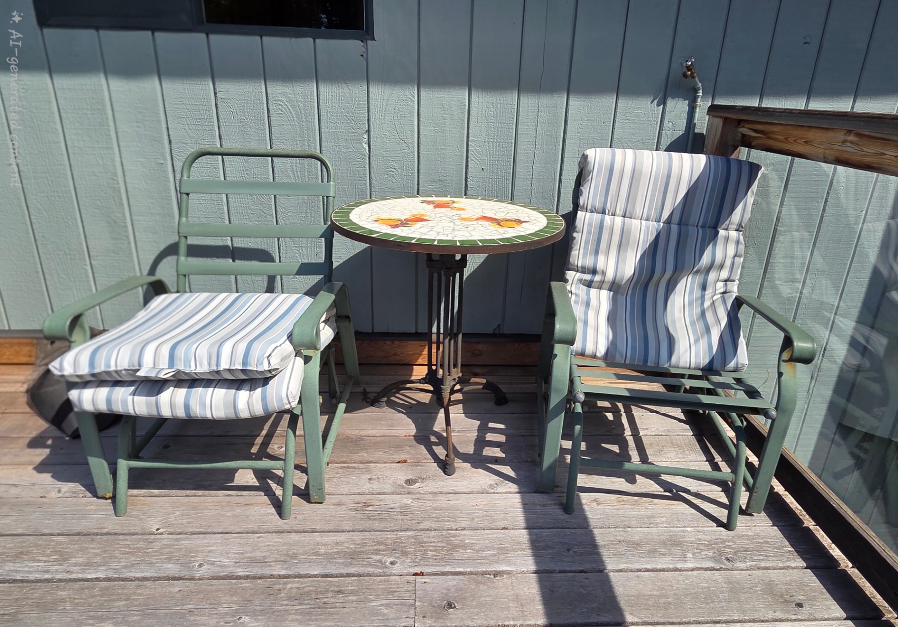 Patio Furniture Set with Mosaic Side Table & Bonus Cushions - image 3 of 5