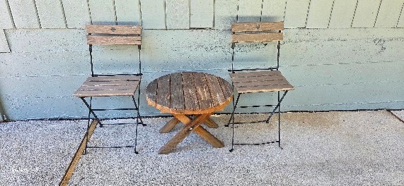Wood Bistro Table with Folding Metal Chairs - image 1 of 2