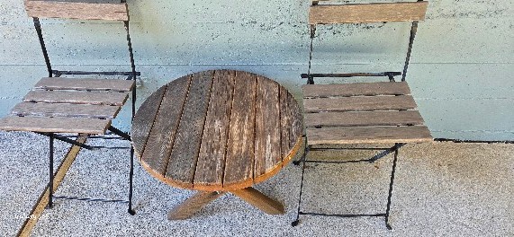 Wood Bistro Table with Folding Metal Chairs - image 2 of 2