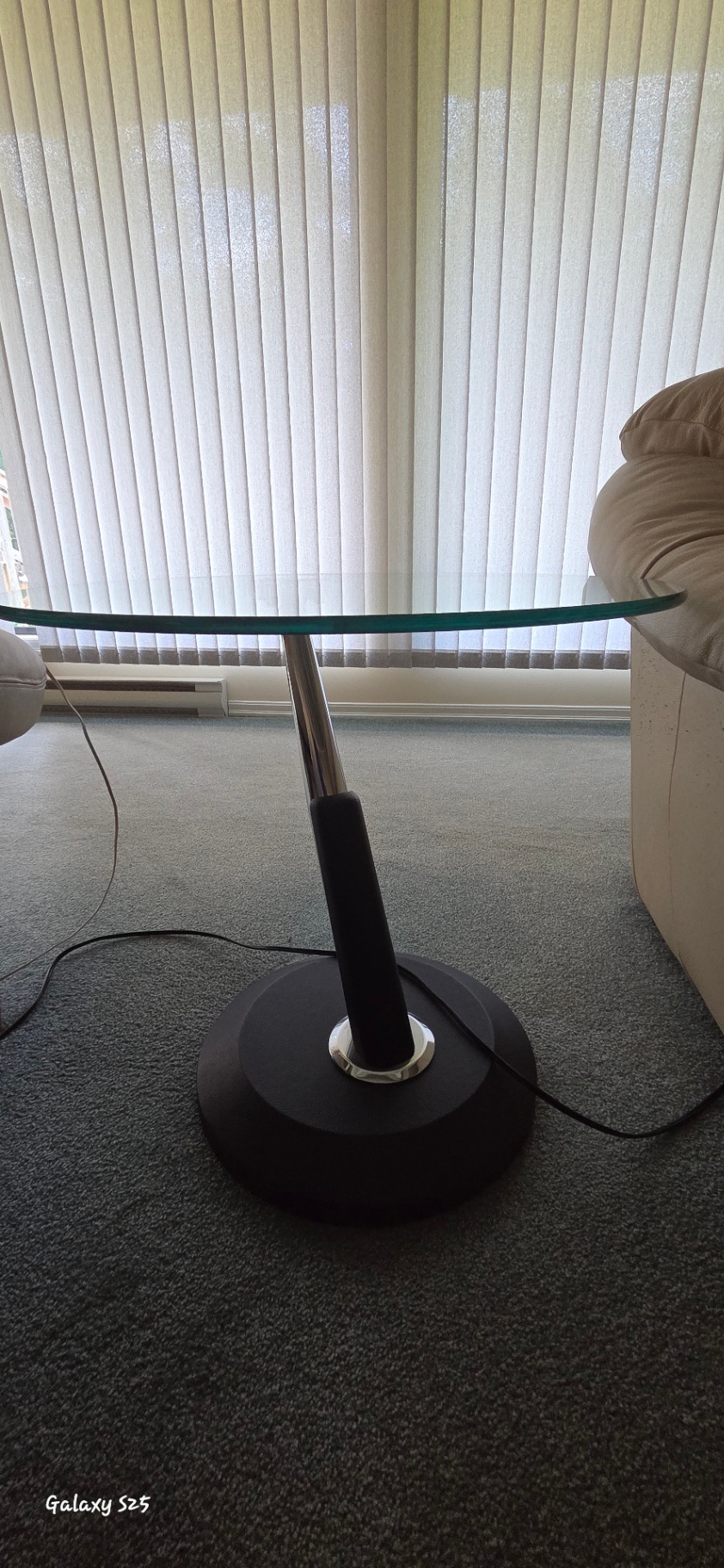 Round Glass-Top Side Table with Pedestal Base - image 2 of 3