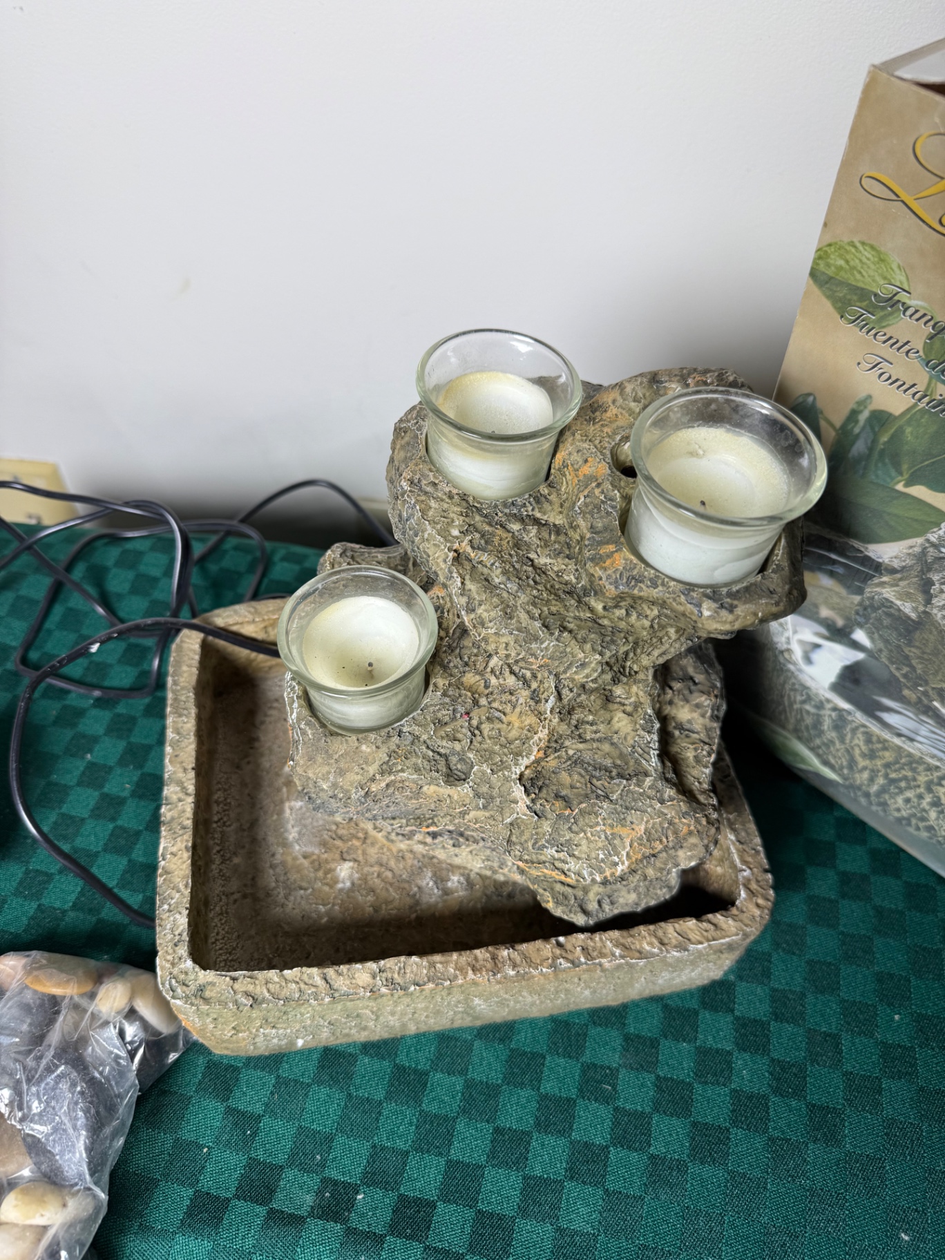 Three-tier rock-textured candle fountain - image 3 of 5