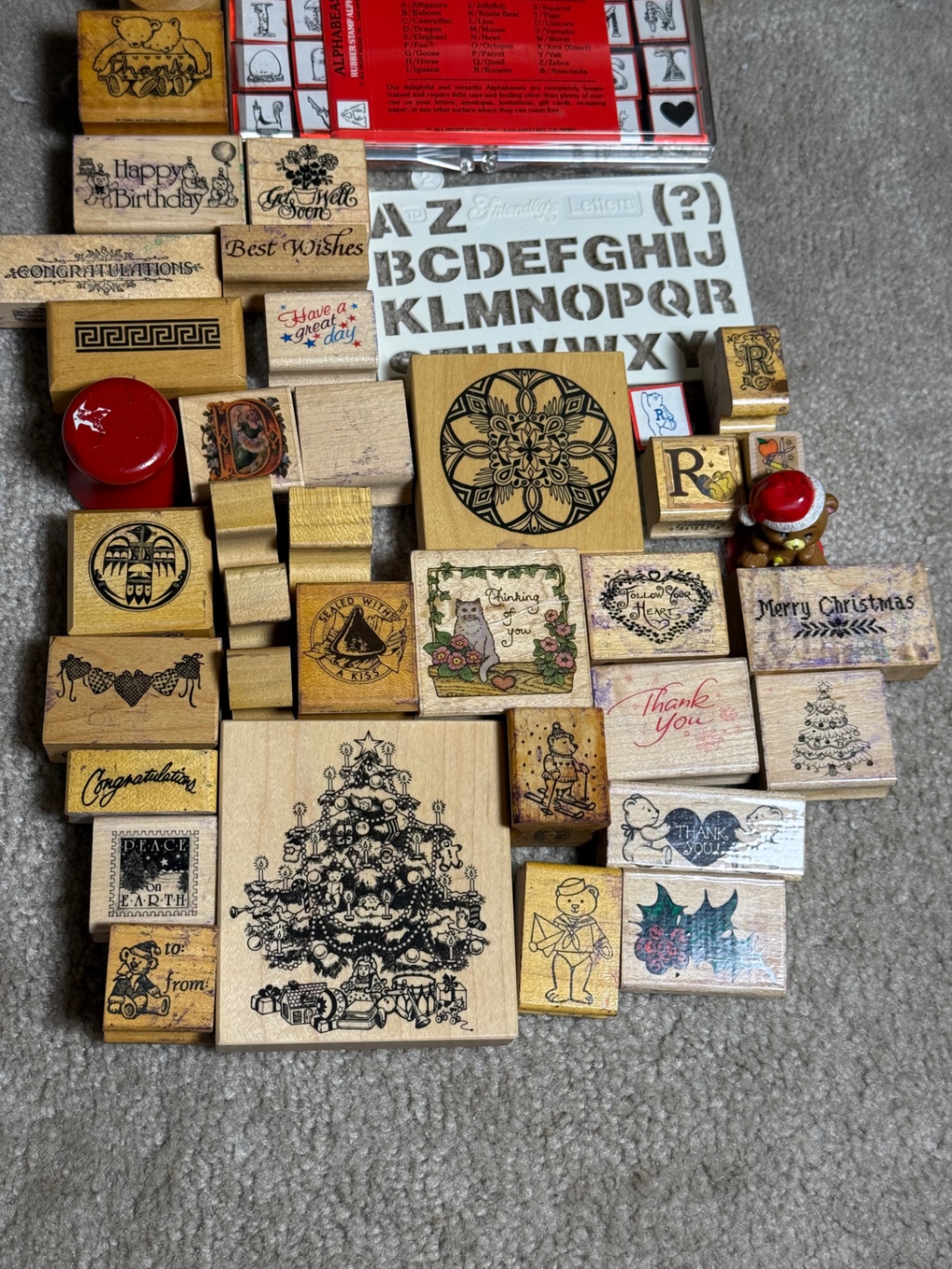 Assorted wooden rubber stamps and alphabet set with ink pads - image 3 of 3