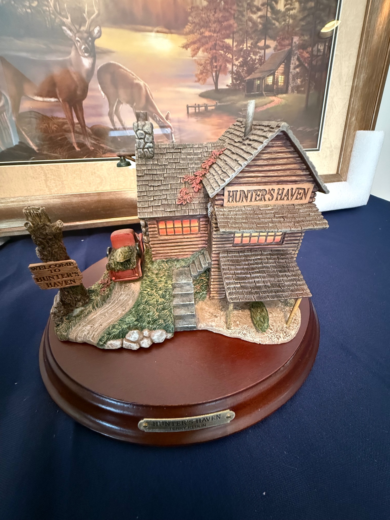 Deer Artwork and Hunter's Haven Cabin Diorama - image 2 of 4