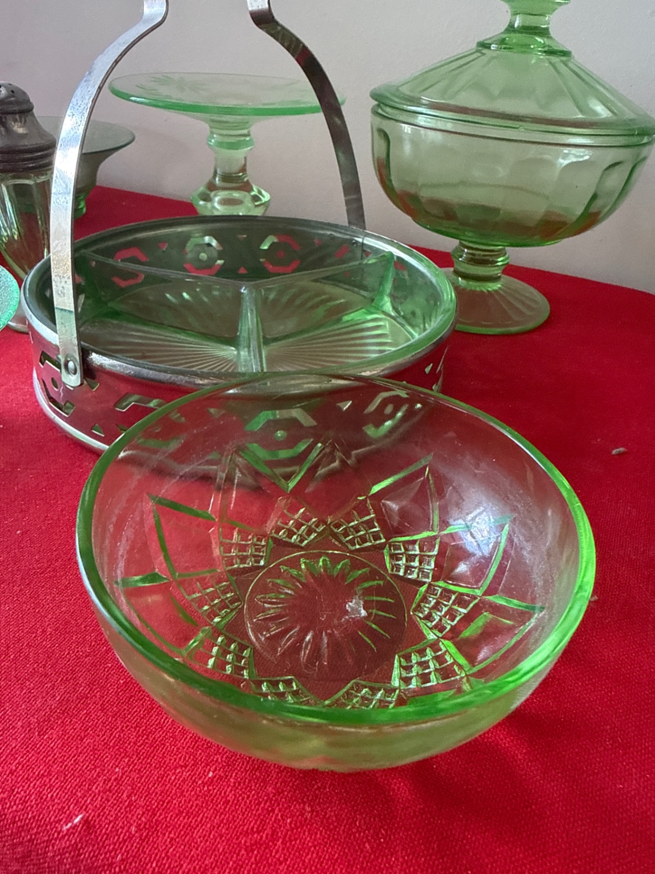 Fenton Green glass serving ware collection - image 6 of 6