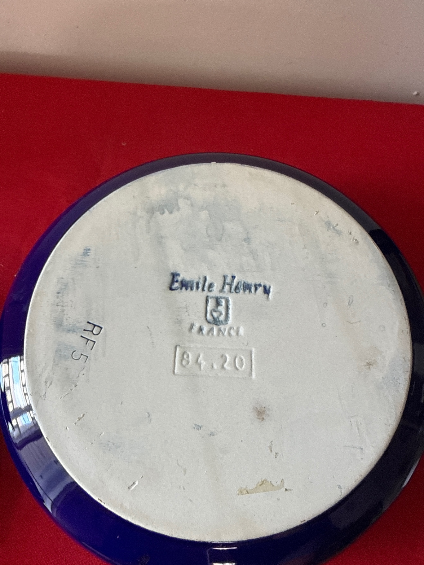 Blue Emile Henry lidded casserole with white ceramic dish - image 4 of 4