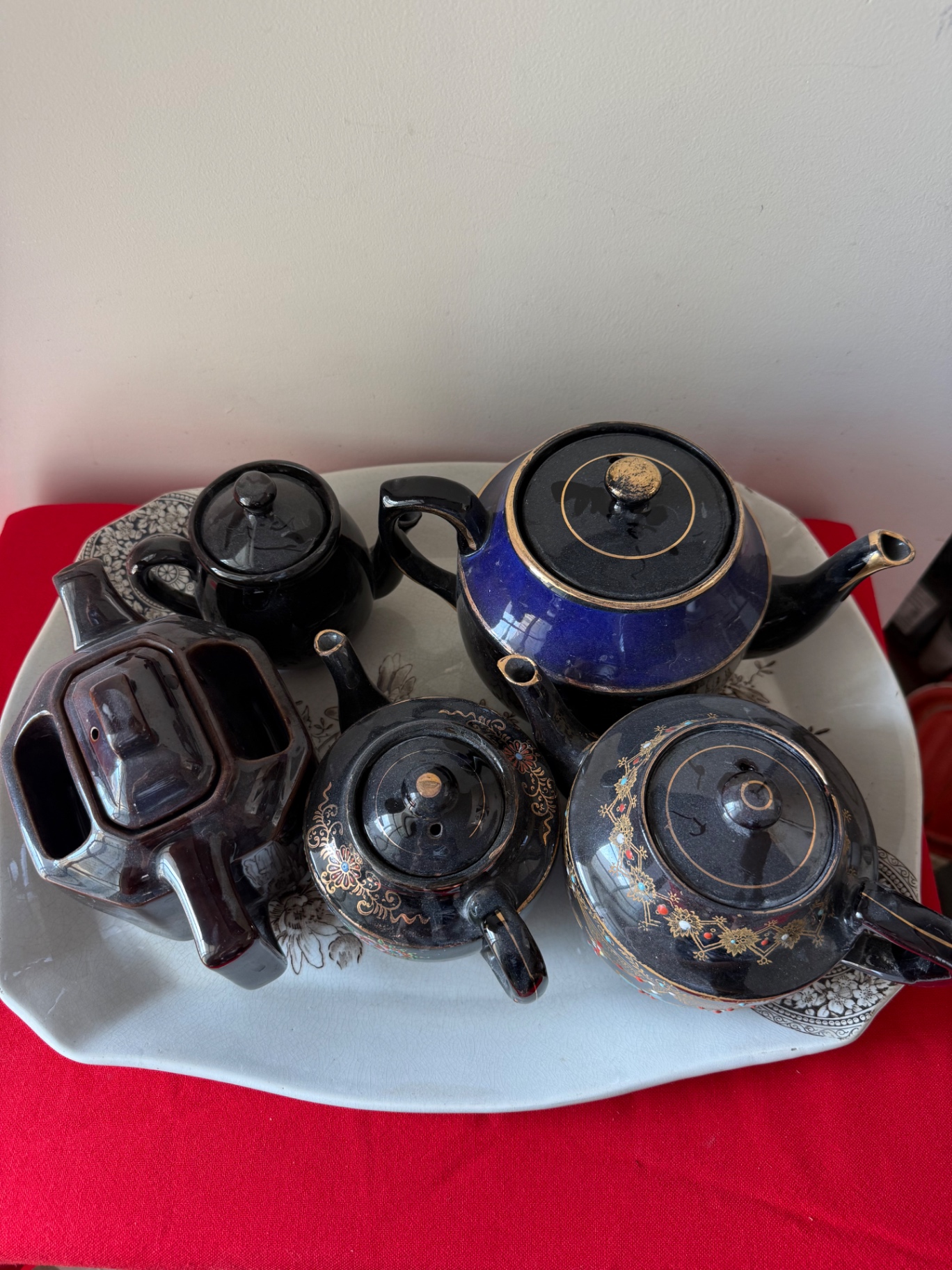 Ceramic Teapot Collection on Decorative Tray - image 3 of 14