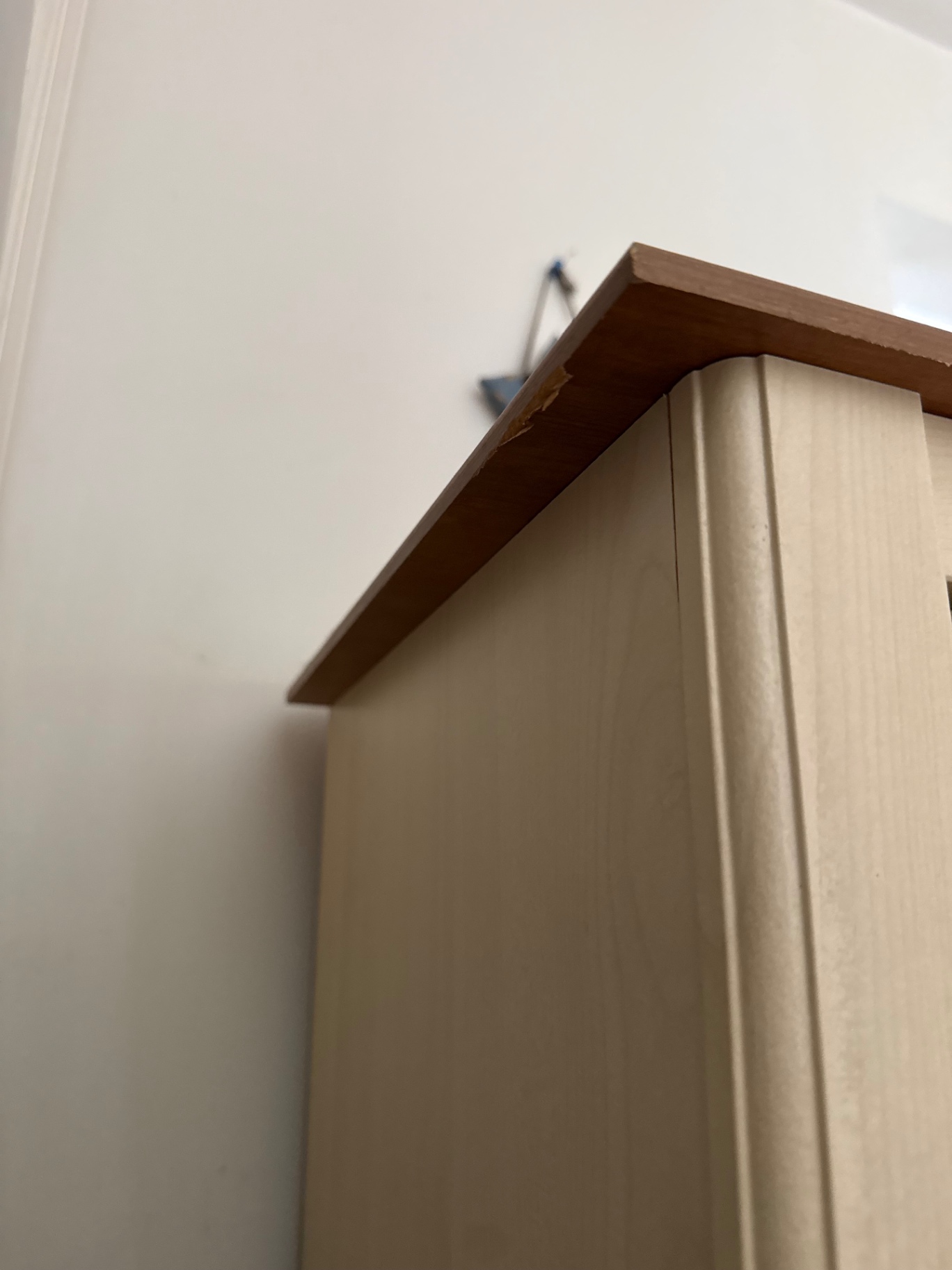 Tall Cream Cabinet with Shelves and Wood Top - image 7 of 7