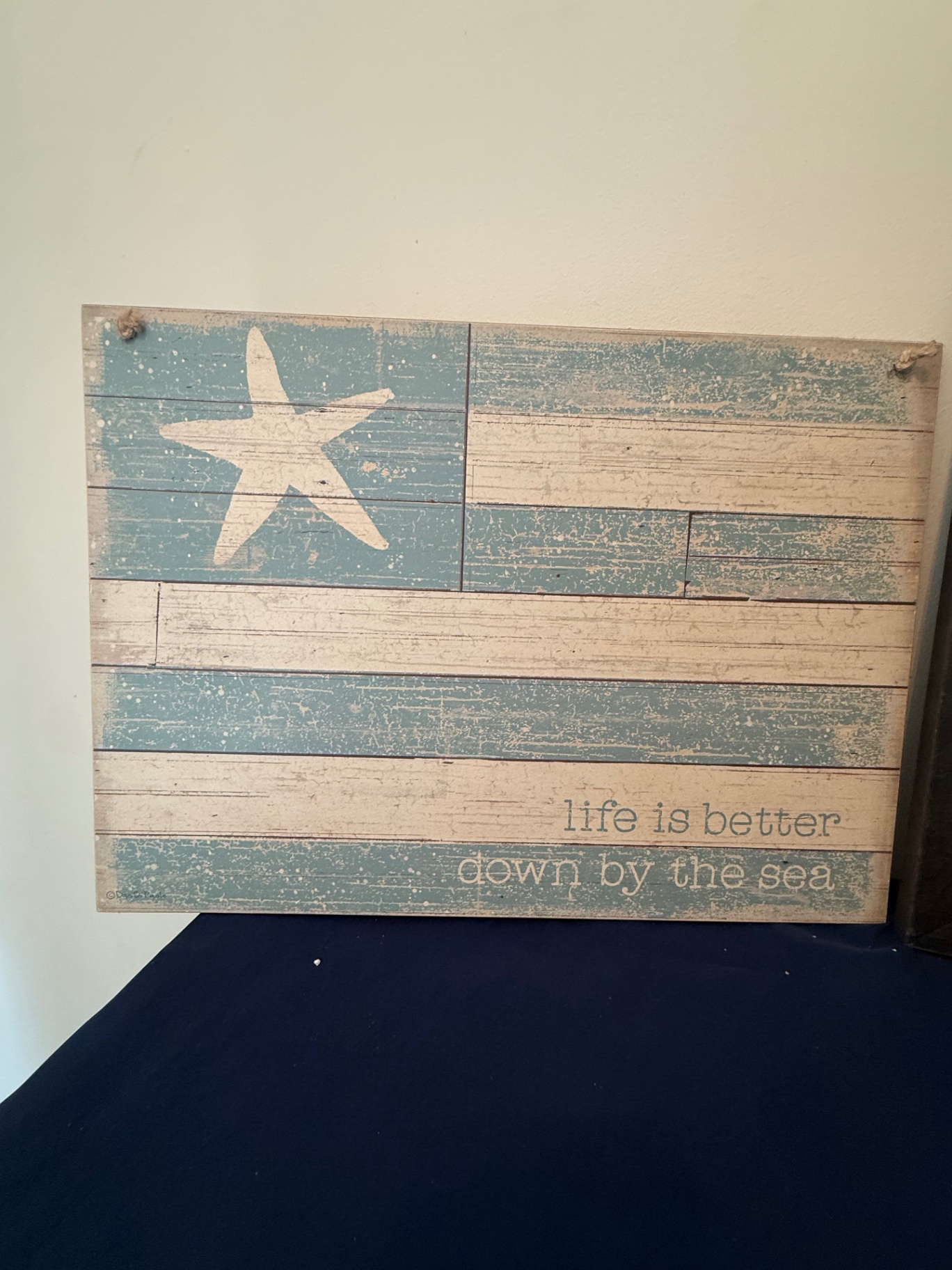 Coastal decor: wooden sign and framed print - image 2 of 3