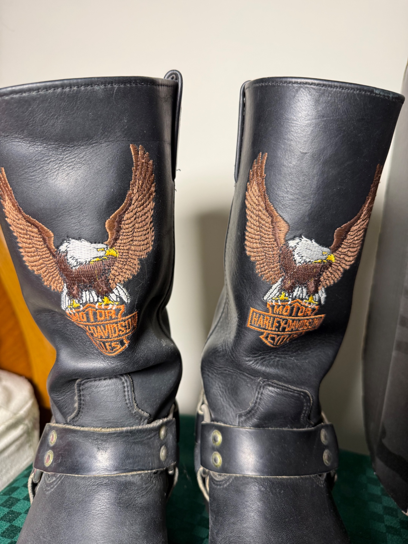 Harley-Davidson eagle-embroidered knee-high boots with box - image 5 of 6