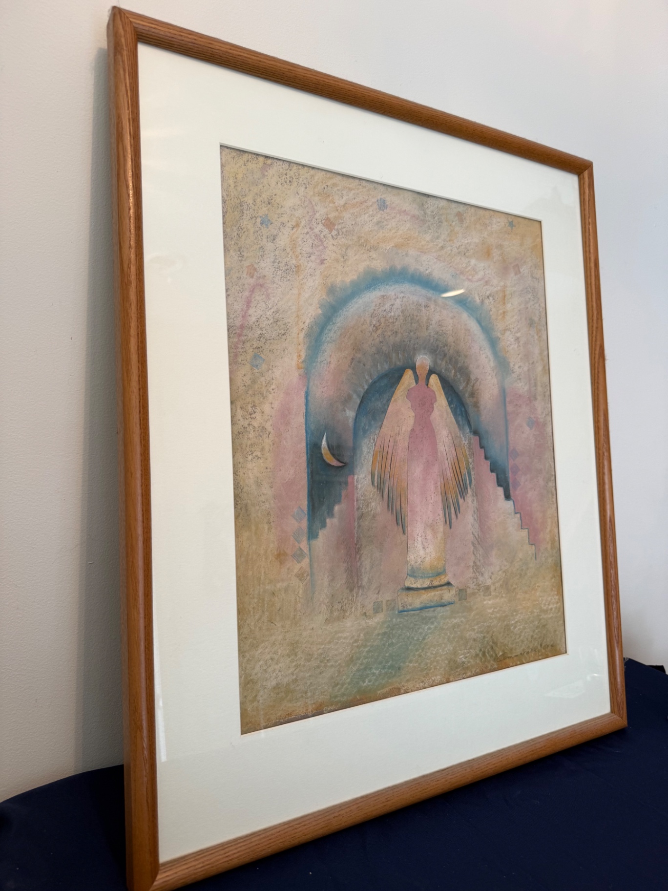 Framed pastel angel artwork - image 1 of 3
