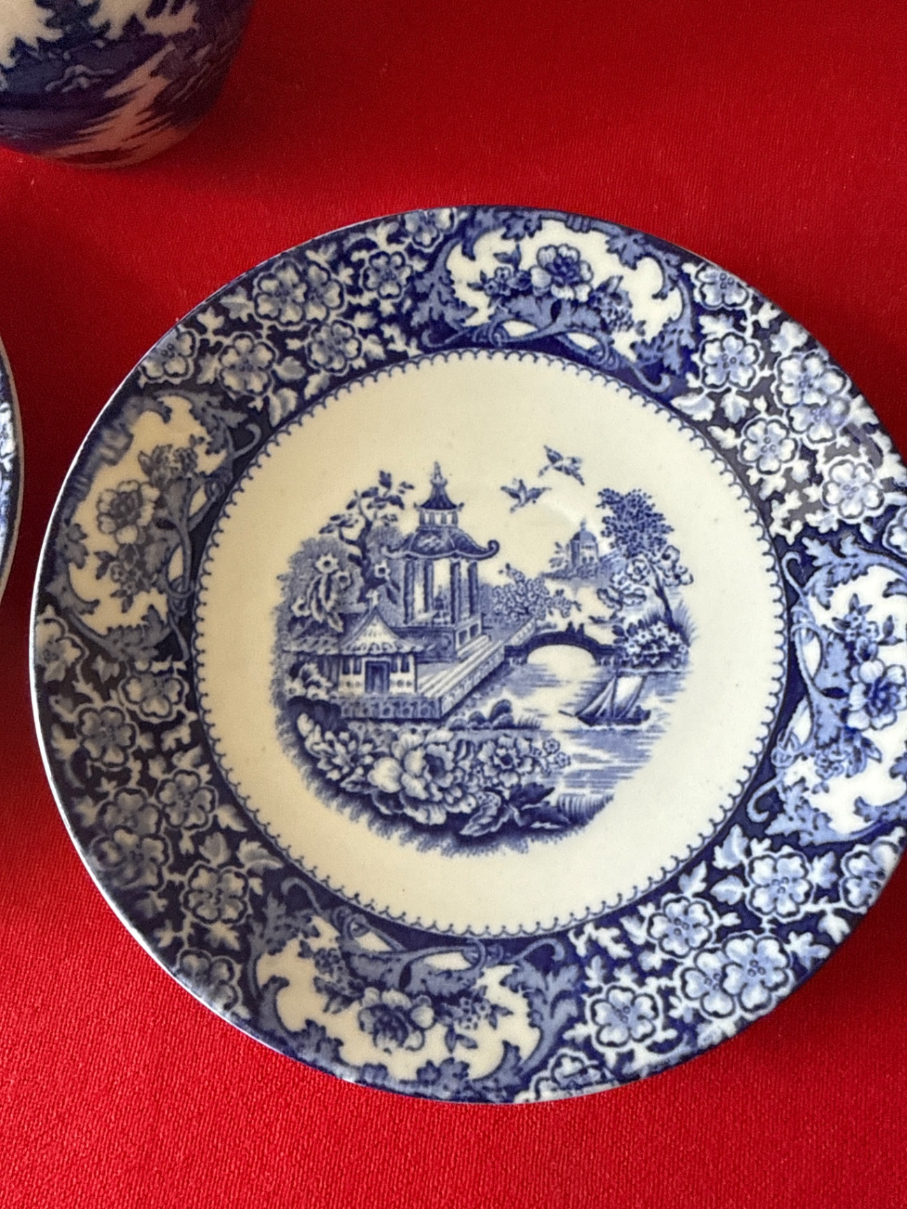Blue and White Transferware Plates with Matching Pitcher - image 3 of 5