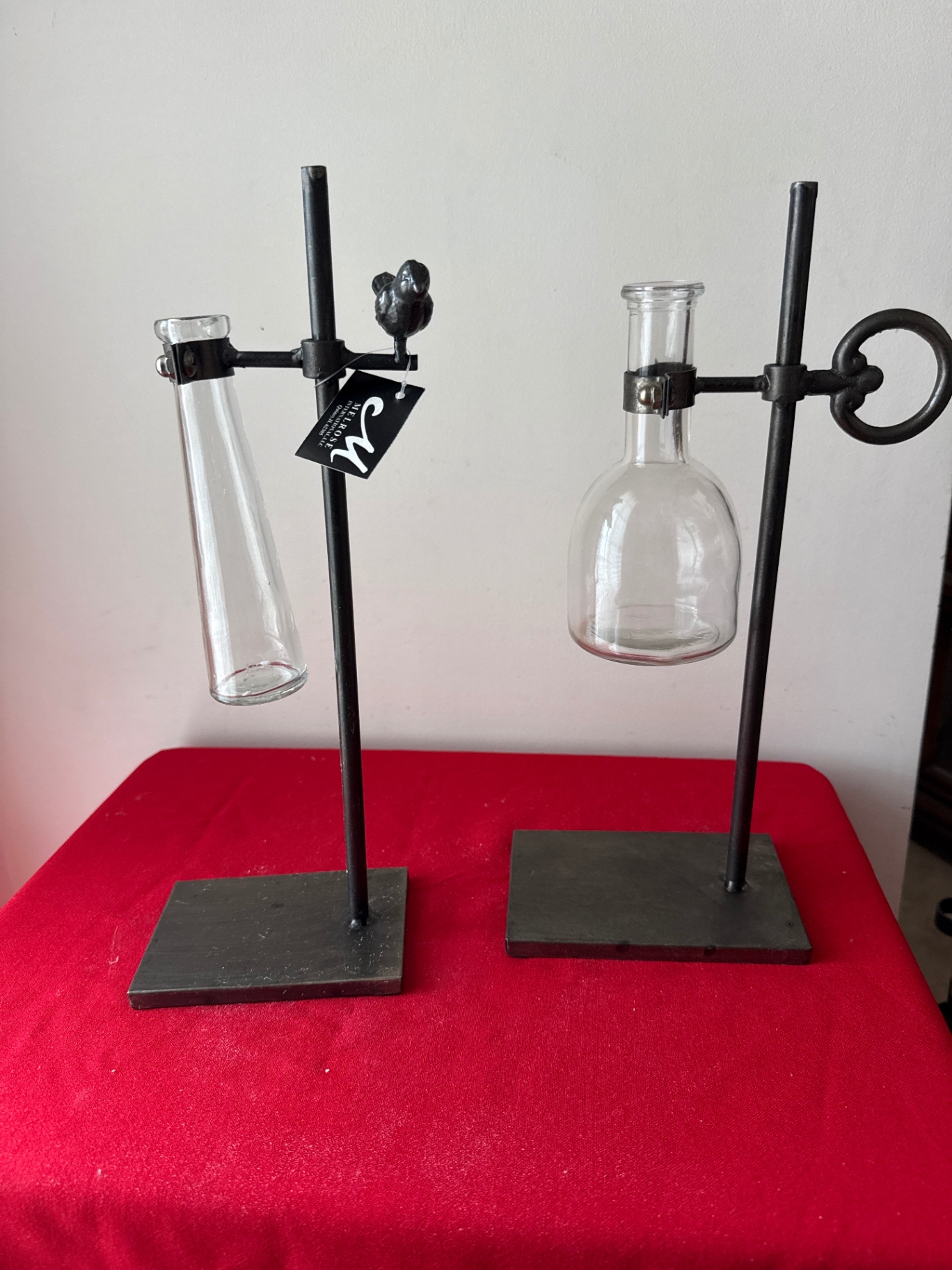 Decorative metal stand with hanging glass vases   - image 1 of 2