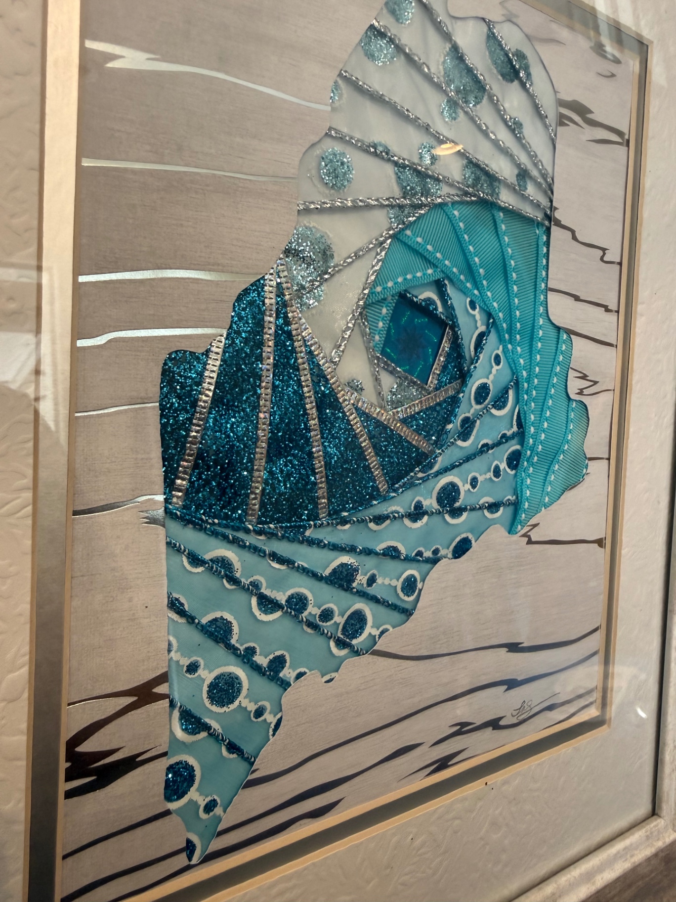 Framed Water Maine Origami Fiber Art - image 3 of 6