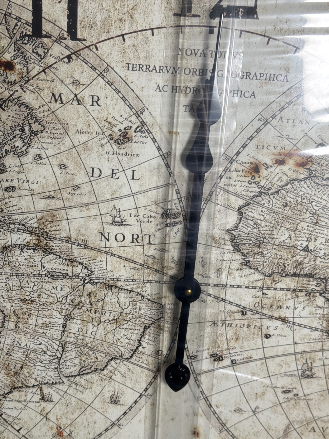 Round Vintage Map Wall Clock - image 2 of 4