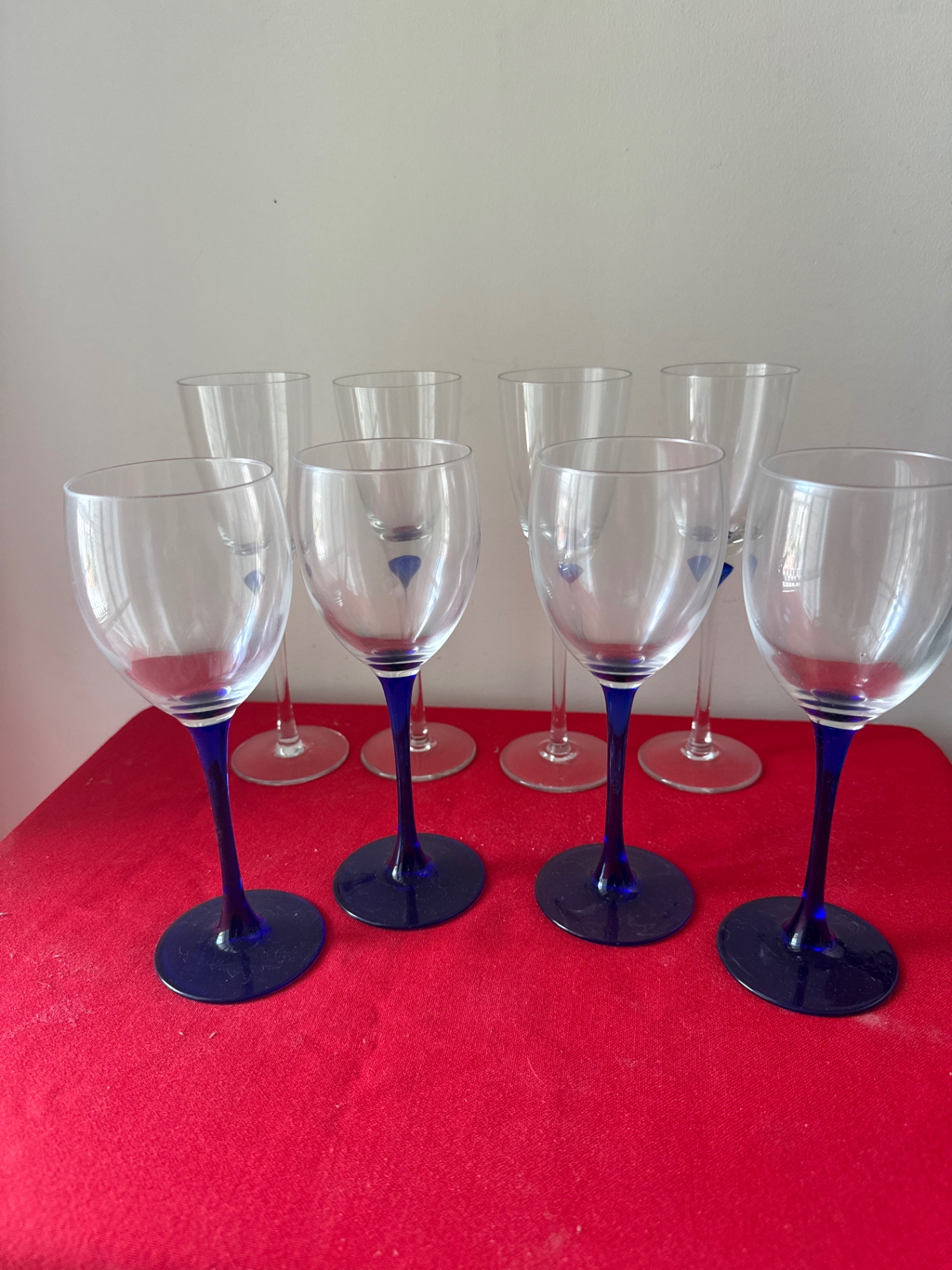 Wine glasses with cobalt-blue stems - image 1 of 4
