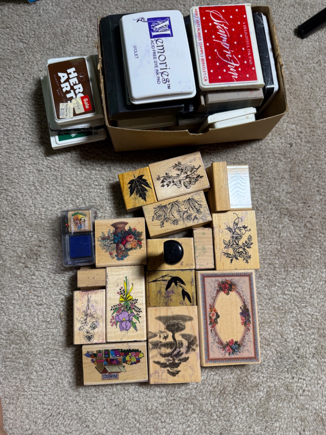 Assorted floral rubber stamps and ink pads - image 1 of 3